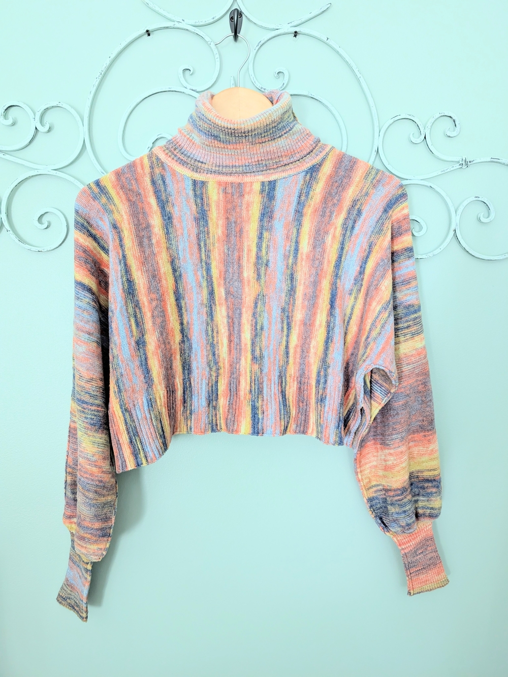 Urban Outfitters Multicolor Cropped Turtleneck Sweater